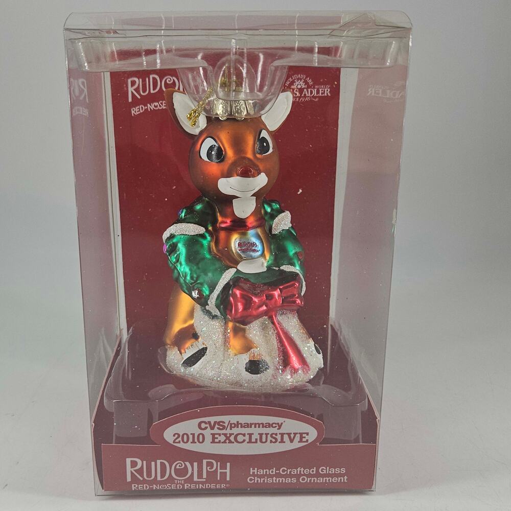 CVS Exclusive by Kurt Adler hand blown glass Rudolph Reindeer Christmas ornament